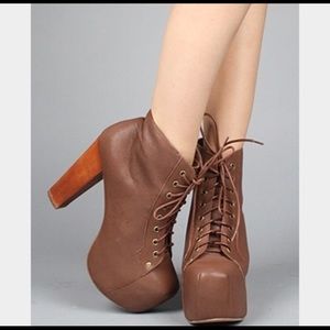 Jeffrey Campbell Lita Platform Booties Leather NEW